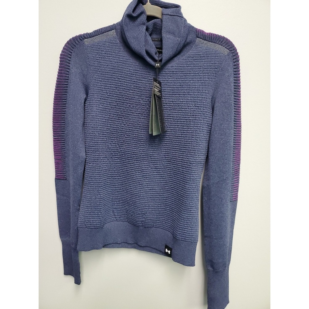 Under Armour Women XS Intelliknit Funnel Neck Sweater Long sleeve PurpleBlue NWT